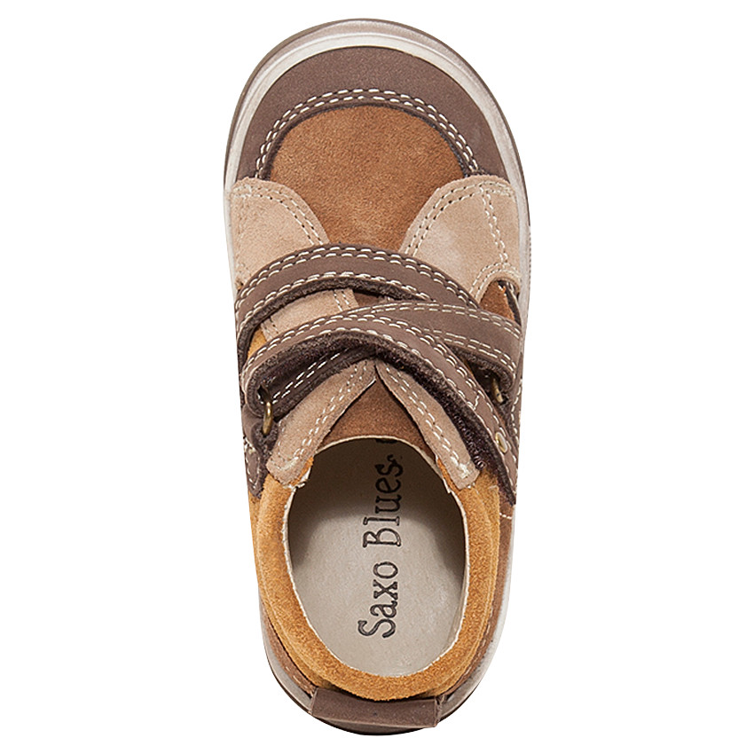 Bottillons en cuir avec scratch croisé 