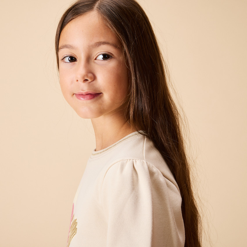 Robe manches longues en molleton print pailleté pour fille 