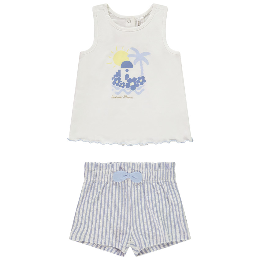 Ensemble court 2 pièces à short rayé pour bébé fille