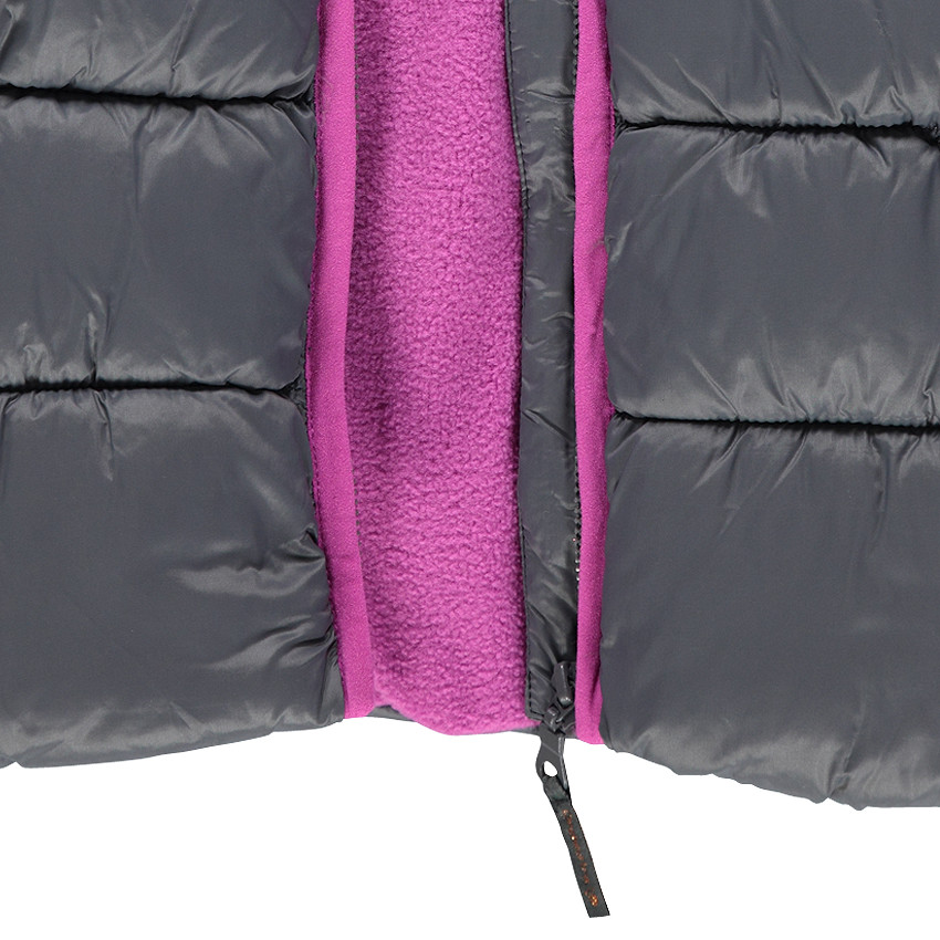Doudoune ouatinée à capuche effet matelassé doublée micropolaire 