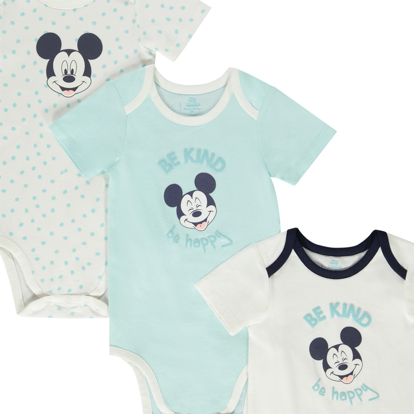 Lot de 3 bodies manches courtes Mickey Disney pour bébé garçon 