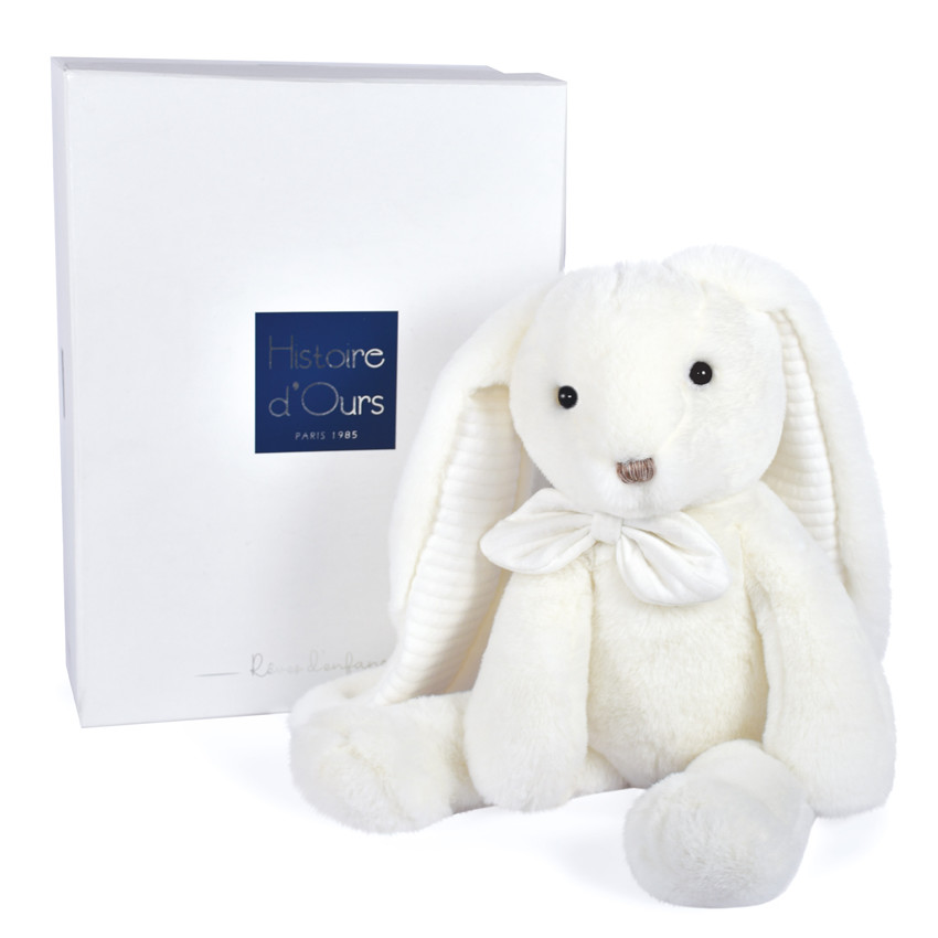 Peluche Preppy Chic 40 cm - Lapin Blanc Main Peluche Preppy Chic 40 cm - Lapin Blanc