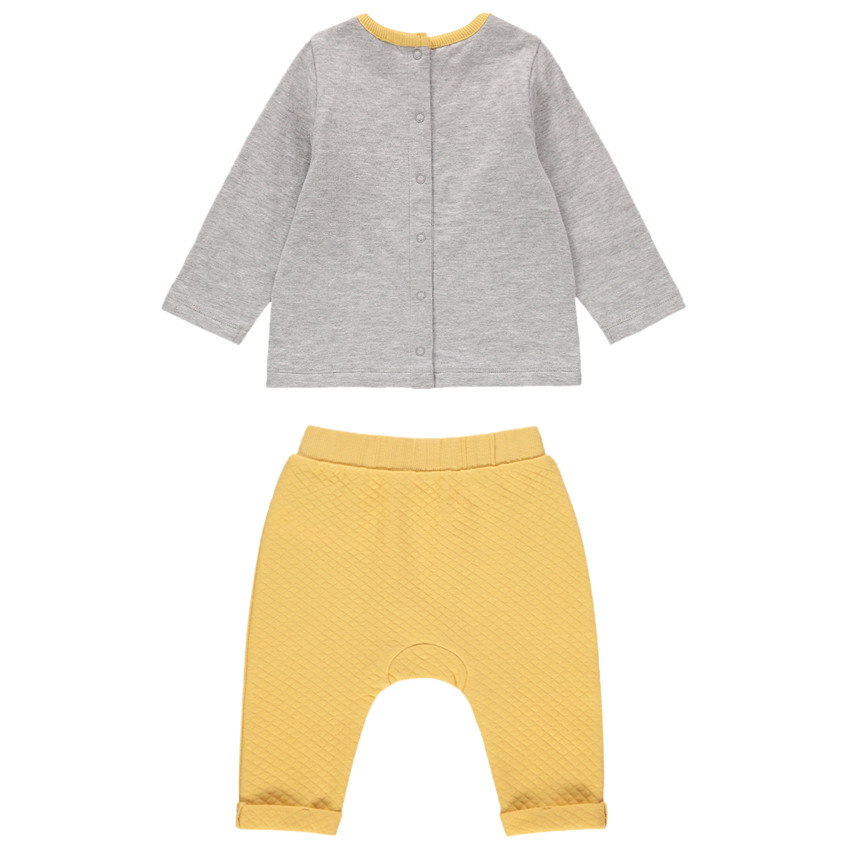 Ensemble avec t-shirt manches longues printé et pantalon en maille fantaisie 