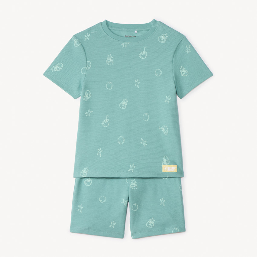 Ensemble 2 pièces t-shirt + short imprimé noix de coco pour garçon