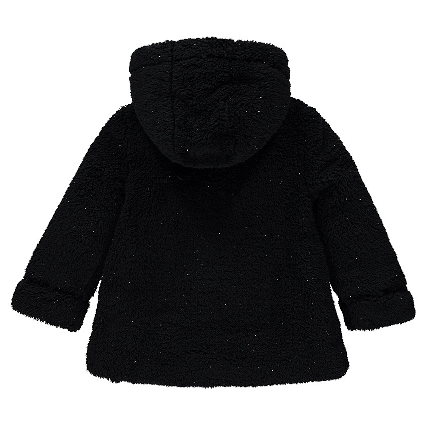 Manteau à capuche en fausse fourrure effet pailleté 