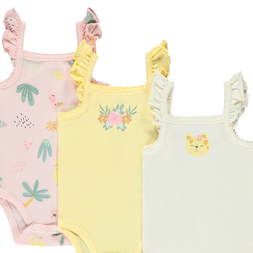 Lot de 5 bodies fantaisie à bretelles volantées pour bébé fille 