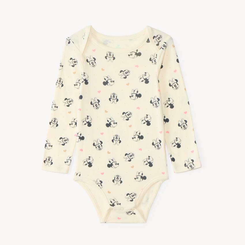 Lot de 3 bodies manches longues bébé fille print Minnie Disney (Finitions différentes selon l'âge) 