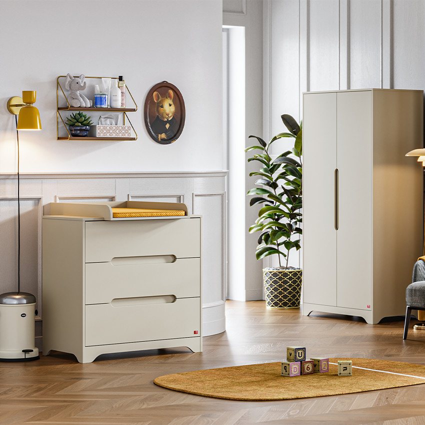 Commode à 3 tiroirs Ova gris-beige 