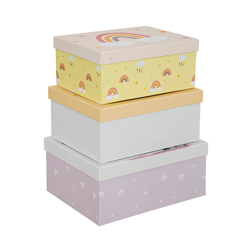 Set de 3 boîtes de rangement gigognes Girly 