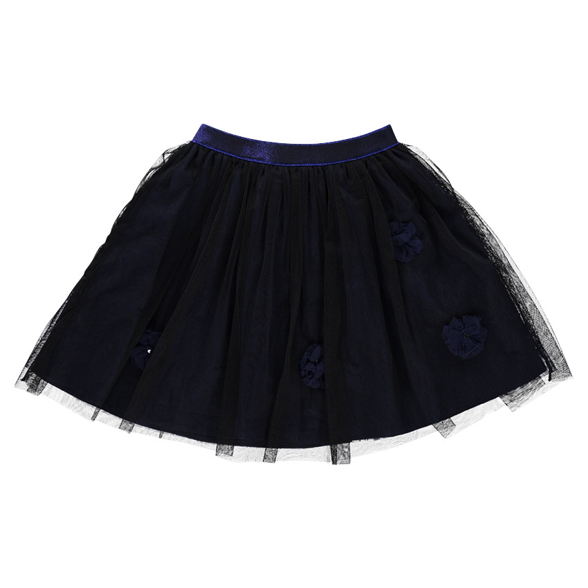 Jupe en tulle avec fleurs et ceinture élastiquée 
