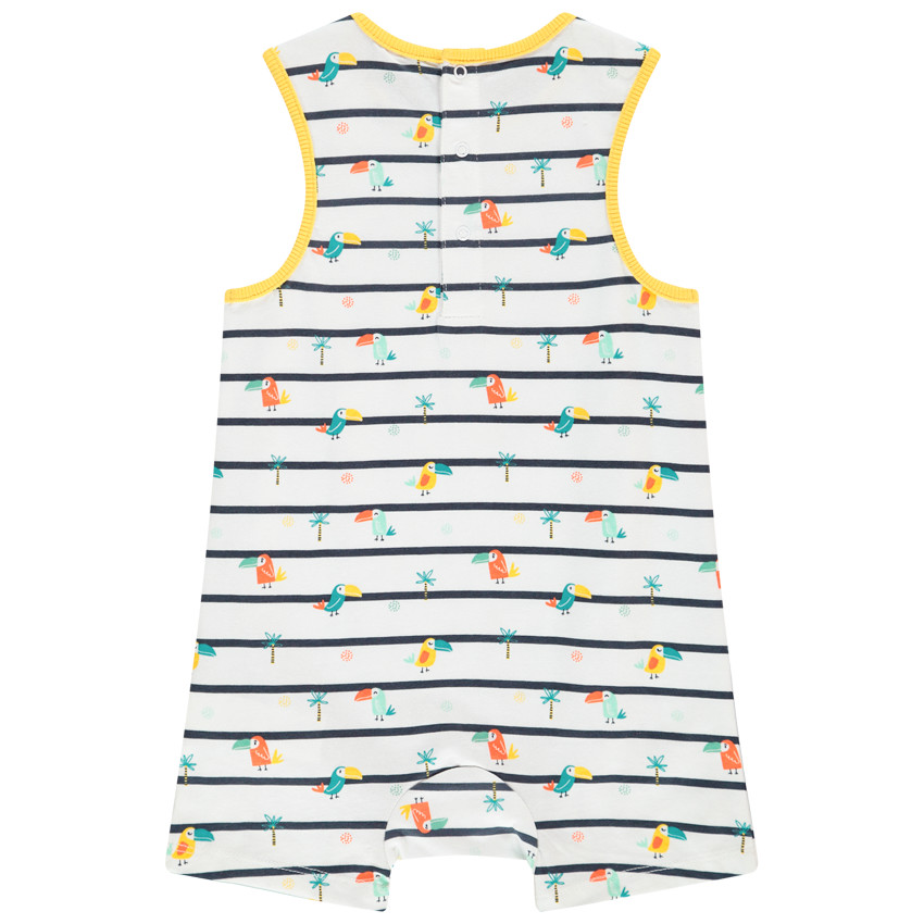 Combinaison courte à rayures imprimé Toucans et Palmiers pour bébé garçon 