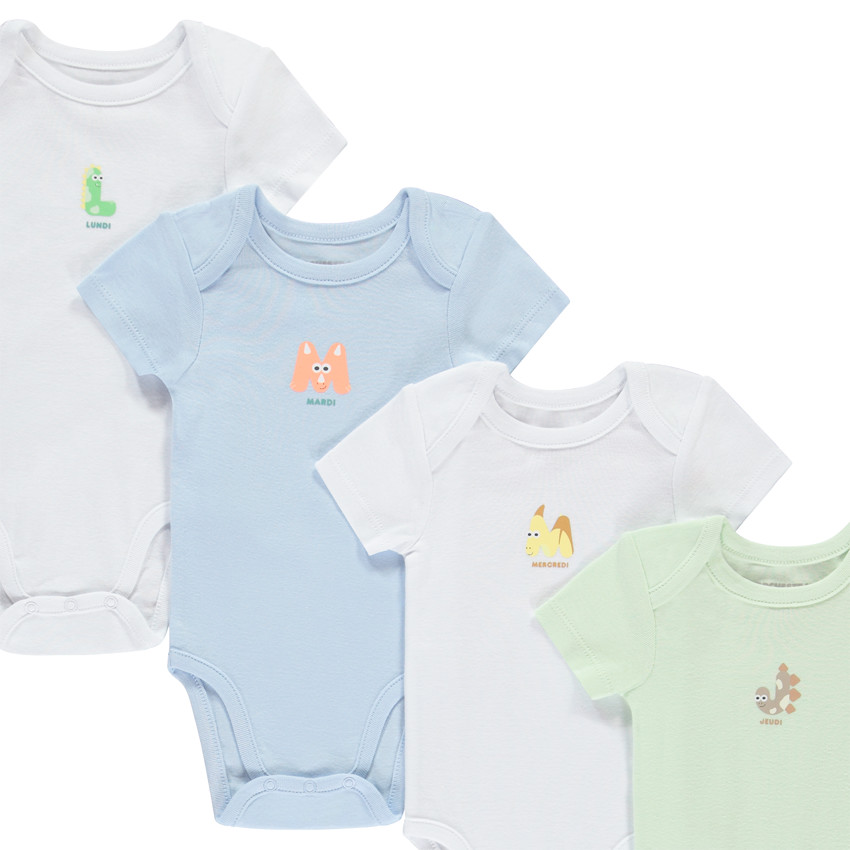 Lot de 7 bodies manches courtes fantaisies pour bébé  