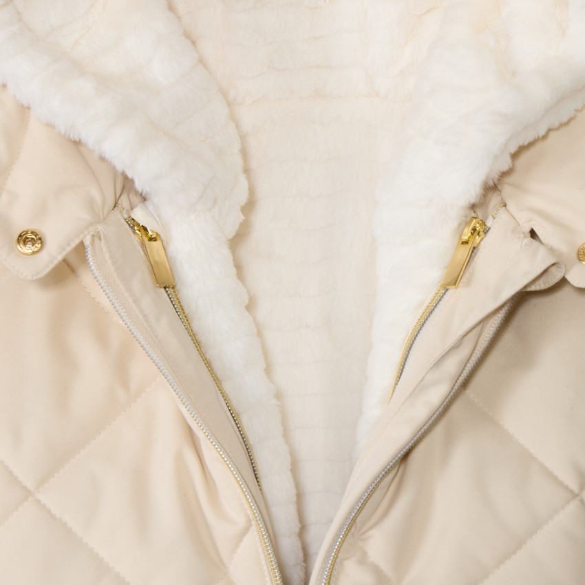 Doudoune manches longues en twill et sherpa + gilet pour fille 