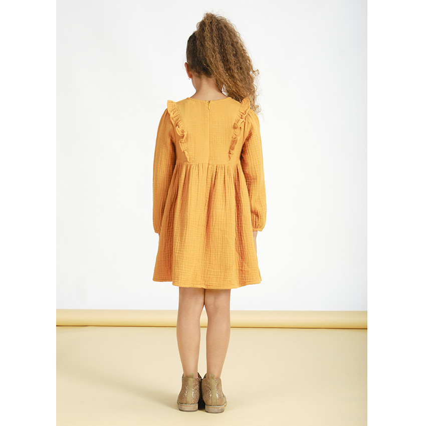 Robe manches longues en double gaze de coton pour fille 