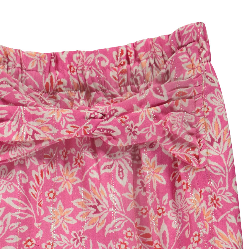 Pantalon fluide à fausse ceinture imprimé floral pour fille 