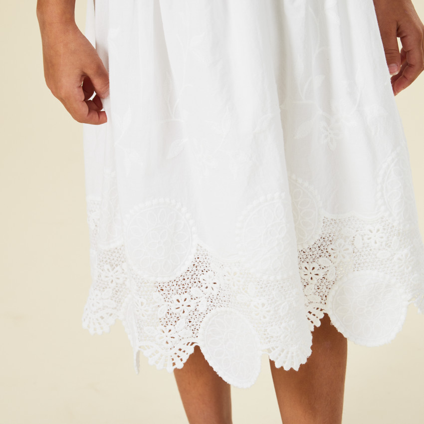 Robe de cérémonie avec broderie anglaise pour fille 
