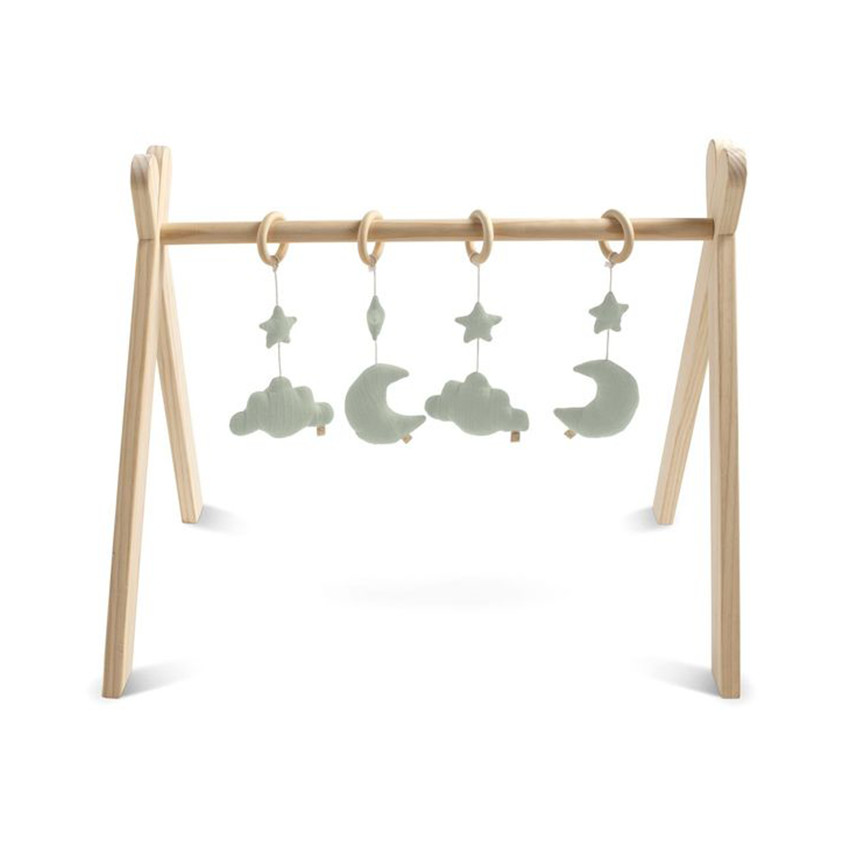 Arche d'éveil en bois lunes/nuages Uni sauge 