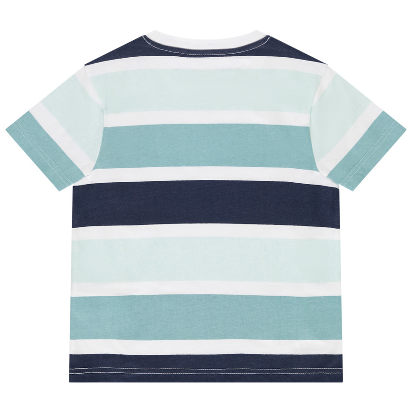 T-shirt manches courtes à bandes et rayures colorées pour garçon  