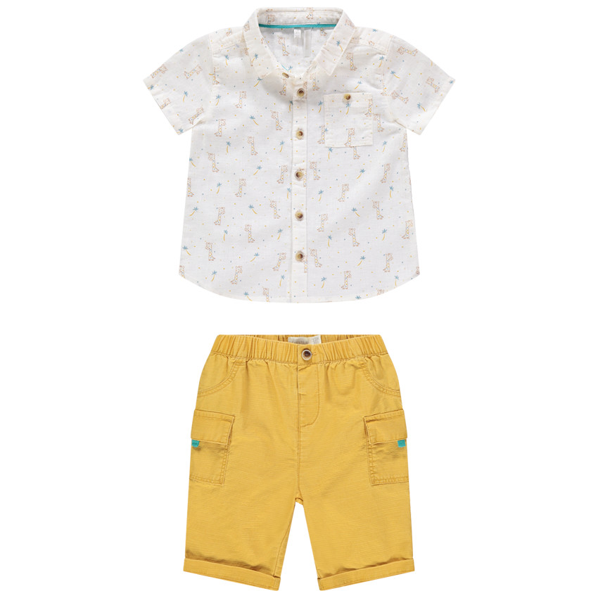 Ensemble avec chemise imprimée girafes et bermuda à poches 