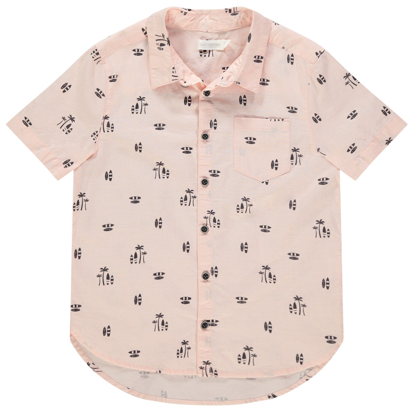 Chemise manches courtes à palmiers imprimés all-over 