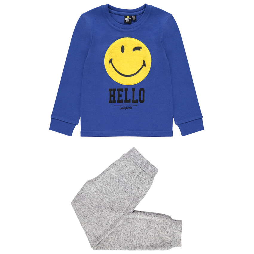 Pyjama en jersey motif Smiley en sherpa