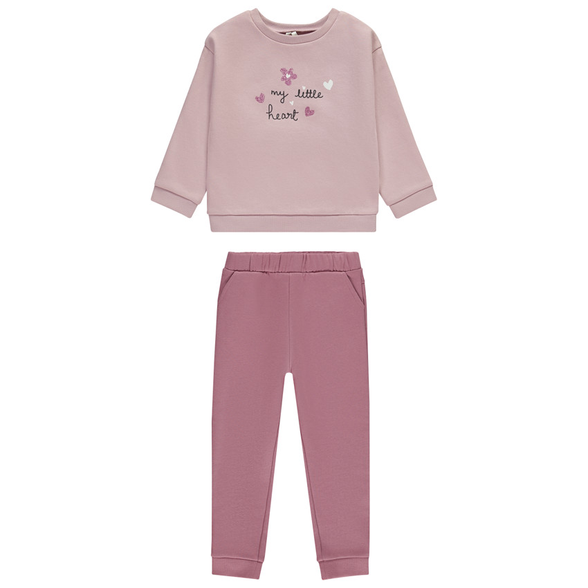 Ensemble jogging à print pailleté pour bébé fille - Rose