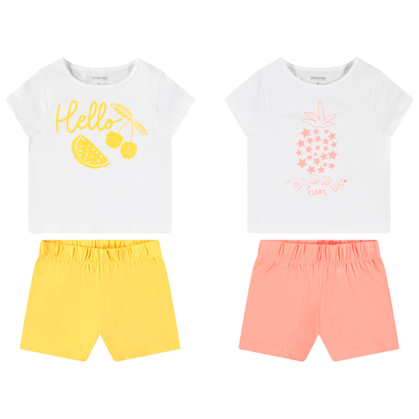Lot de 2 pyjamas en coton bio pour fille 