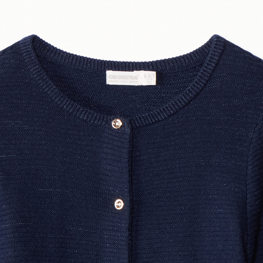 Gilet manches longues en tricot uni pour fille  