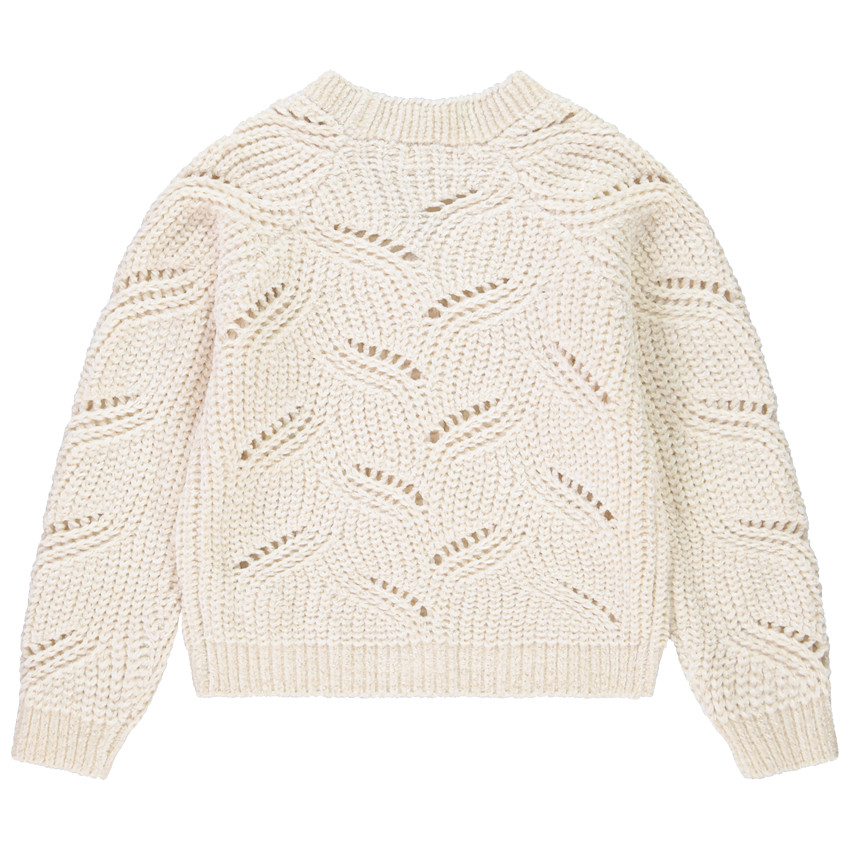 Gilet boutonné en tricot chenille ajouré pour fille 