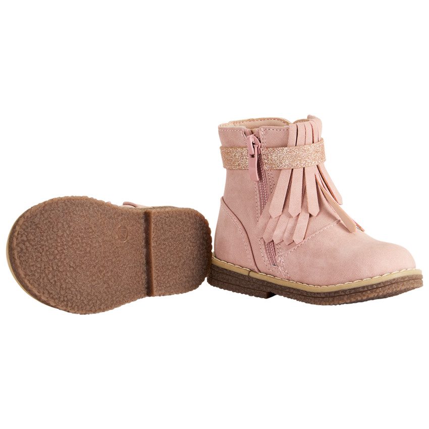 Bottines zippées à franges et paillettes pour bébé fille 
