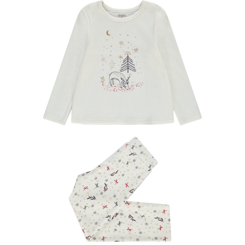 Pyjama 2 pièces en velours Noël pour fille 