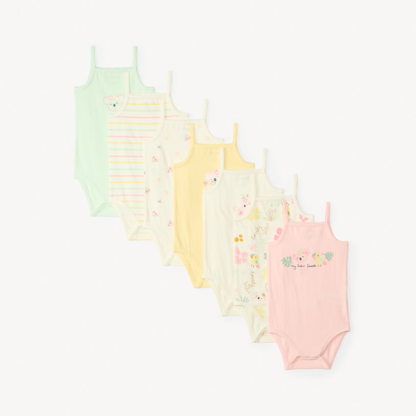 Lot de 7 bodies à bretelles motifs koala pour bébé fille 