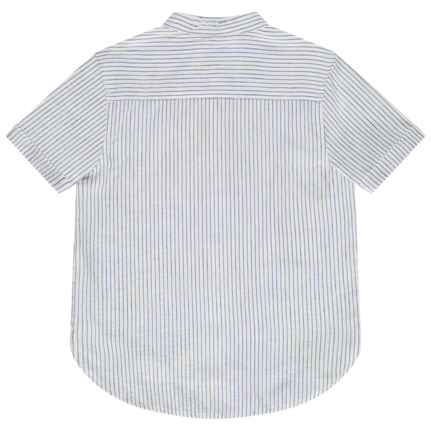 Chemise manches courtes en coton et lin à rayures pour garçon 