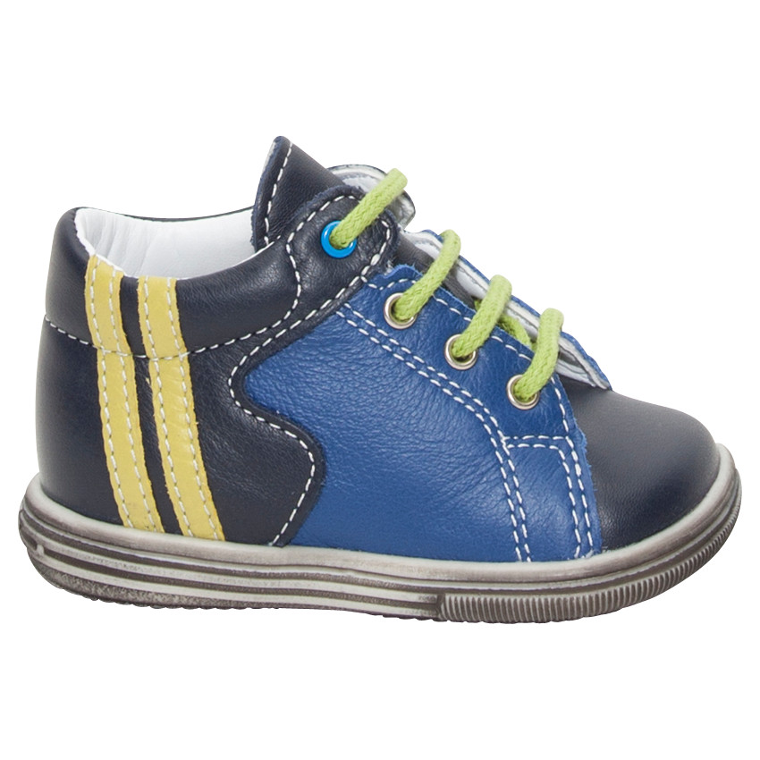 Bottillons bicolores en cuir à lacets  