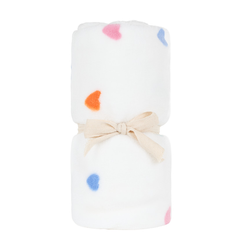 Couverture en sherpa Coeurs Multico  - 80x110 cm 