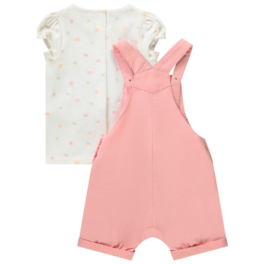 Ensemble 2 pièces avec salopette brodée papillon pour bébé fille 