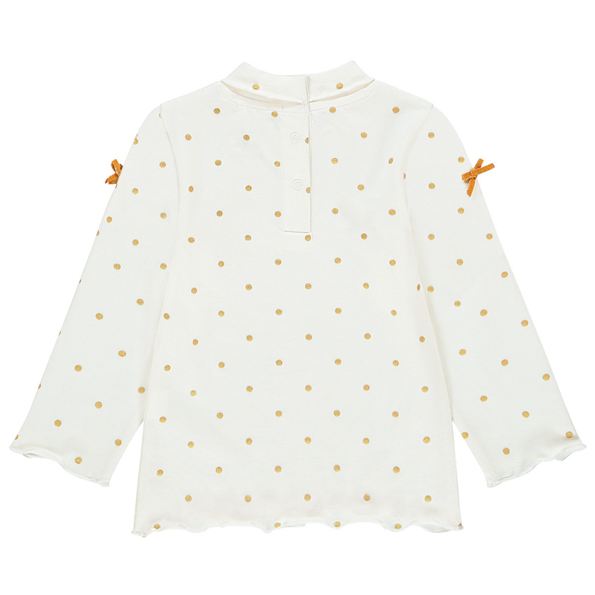 Sous-pull col cheminée à pois dorés pour bébé fille 