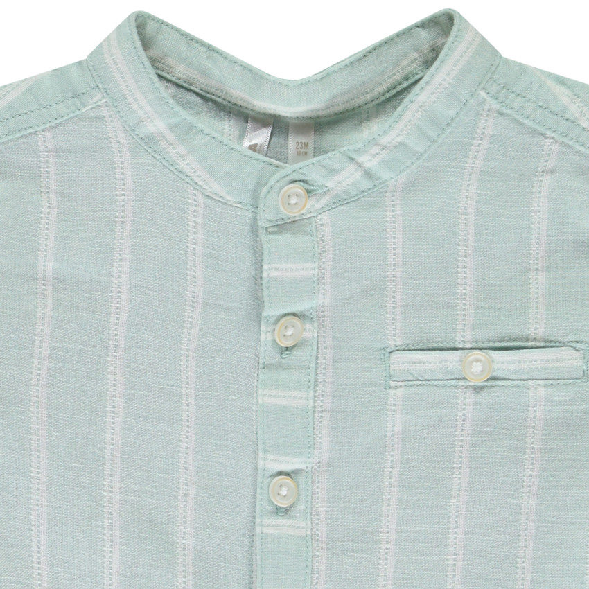 Chemise manches longues rayée à col mao pour bébé garçon 