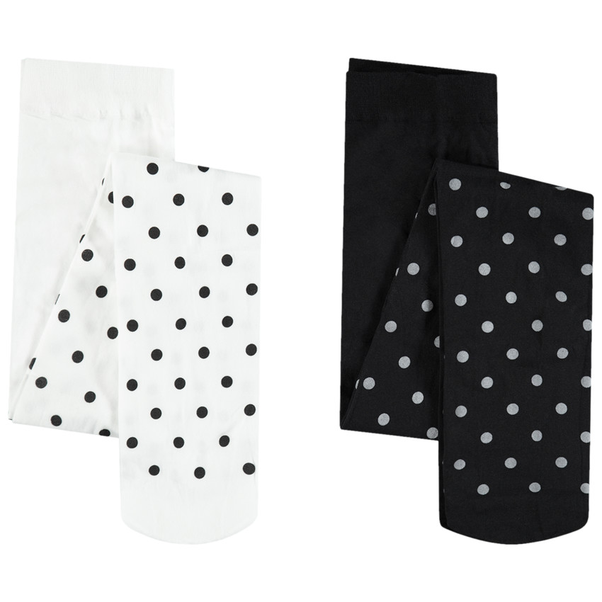 Lot de 2 collants fins à pois all-over 