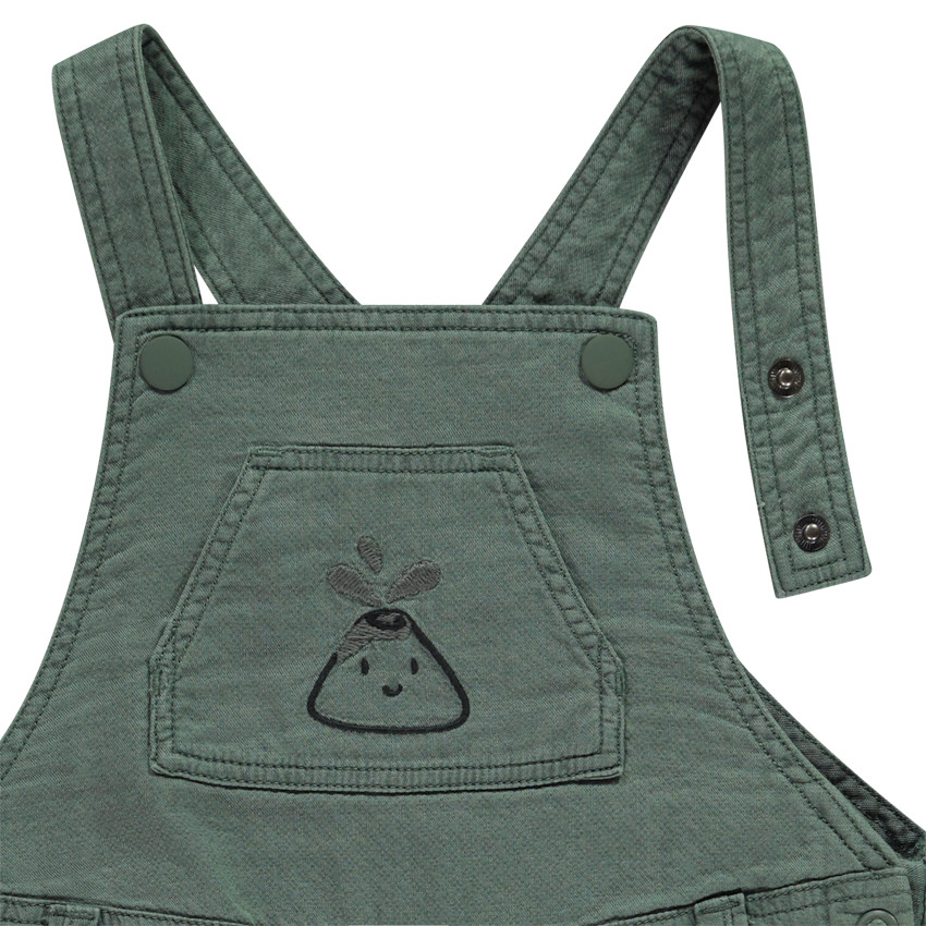 Salopette longue en toile avec volcan brodé pour bébé garçon 