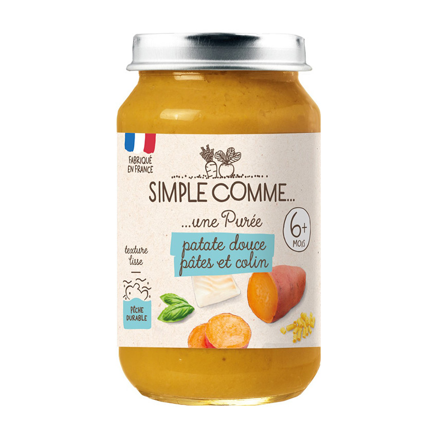 Petit pot patate douce, pâtes et colin bio 190 g 