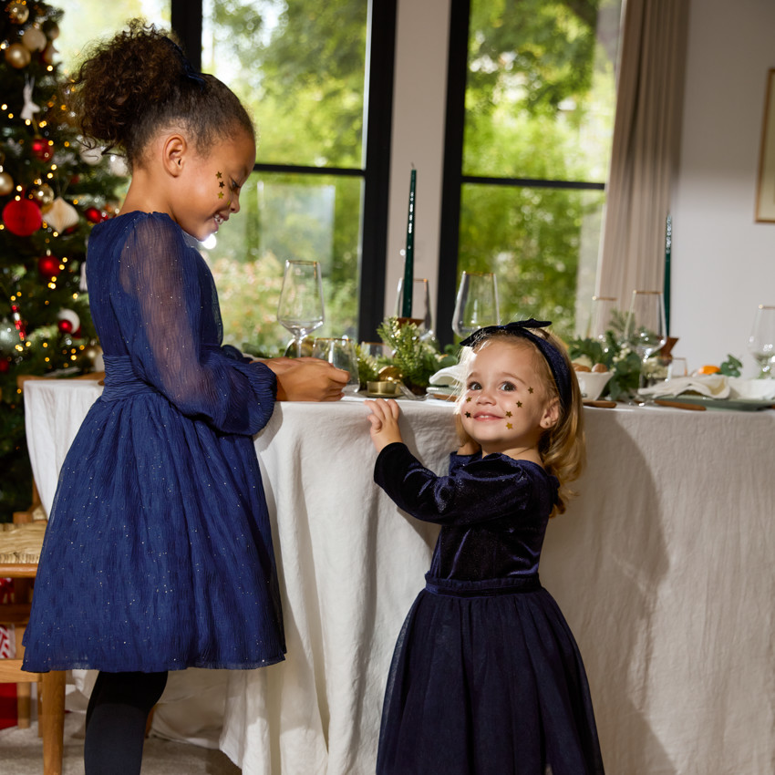 Robe de fête manches longues en crêpe pailletée pour fille 