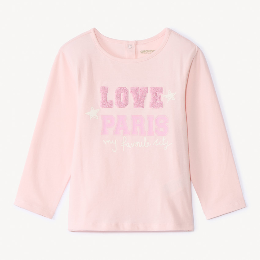 T-shirt manches longues brodé fantaisie pour bébé fille