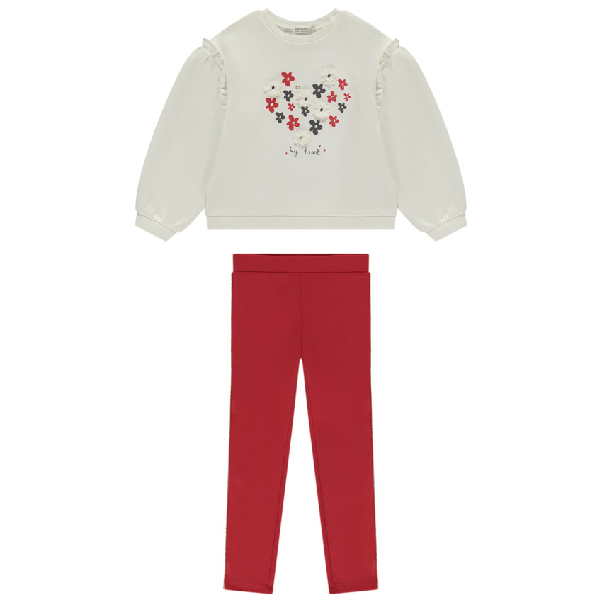 Ensemble jogging avec sweat fantaisie fleuri pour fille 