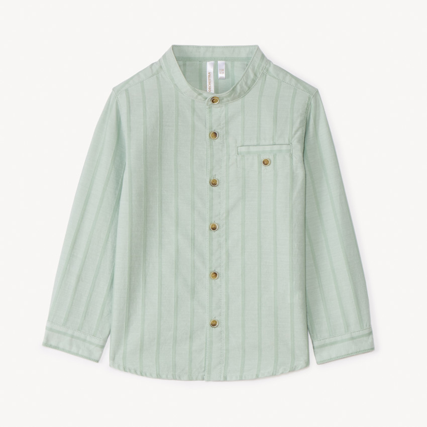 Chemise manches longues rayée col mao pour bébé garçon