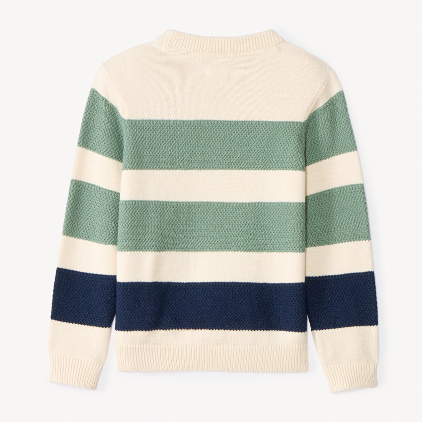 Pull en tricot fantaisie rayé avec patch pour garçon 