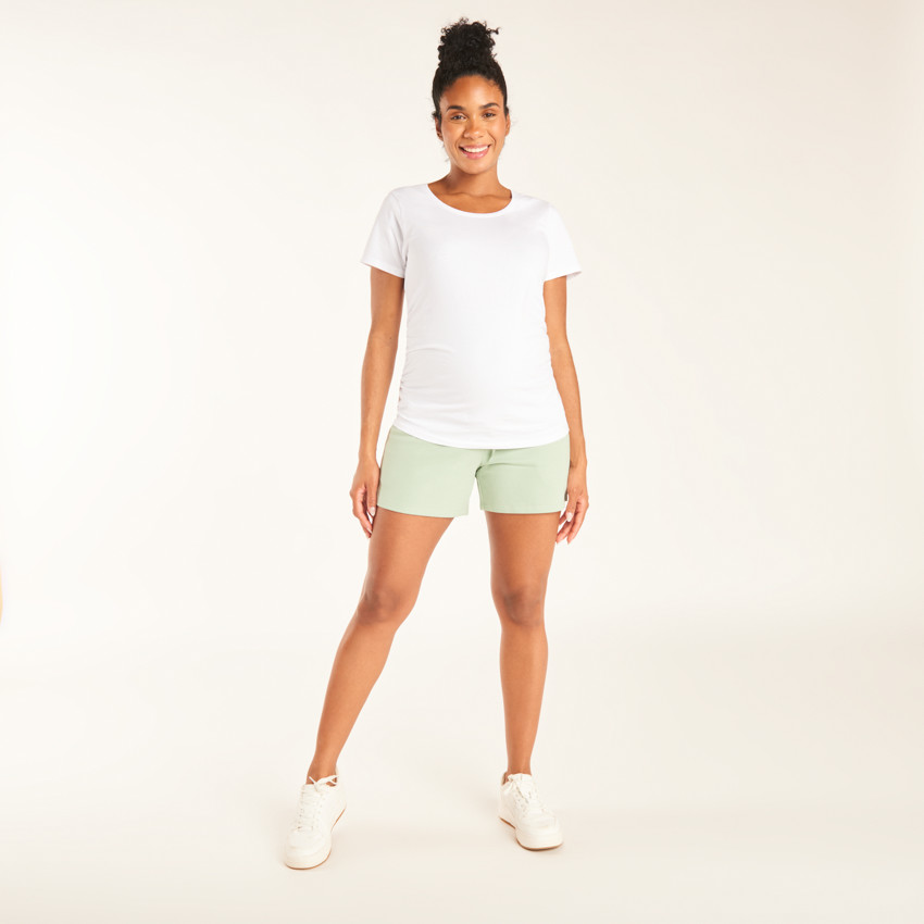 Short en molleton de grossesse avec bandeau haut uni 