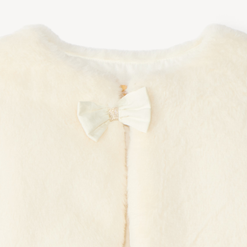 Gilet boléro en fausse fourrure détail nœud pour fille 