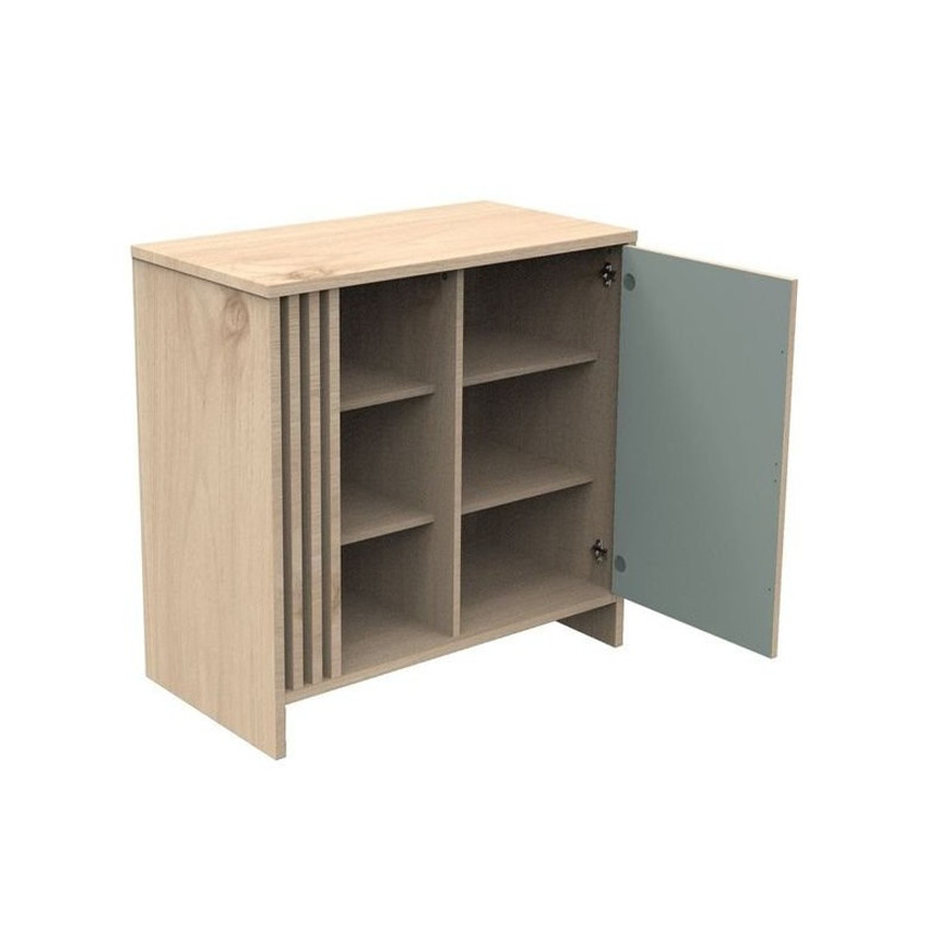 Commode avec 1 porte et 3 niches Tokyo aspect chêne suave/sauge 