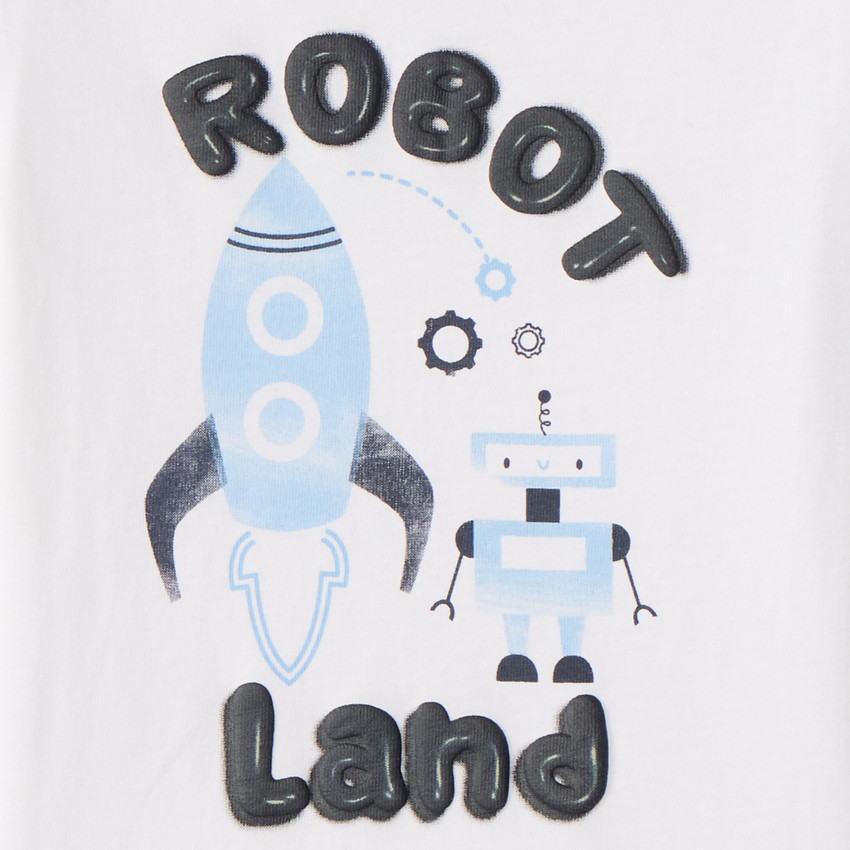 T-shirt manches courtes print robot et fusée pour bébé garçon 